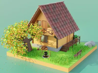 Forest House Scene 3D model