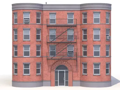 Apartment Building 8 PBR Low-poly 3D model