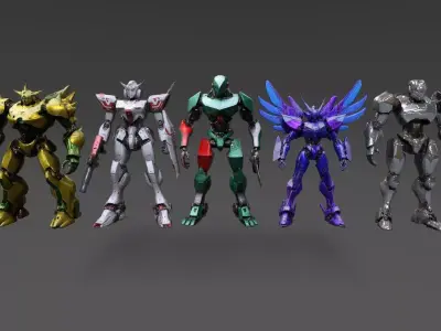 Robots Pack 9 Low-poly 3D model