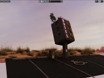 Roadside Hotel - Surrealist Architecture 3D model