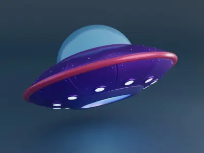Cartoon UFO Low-poly 3D model
