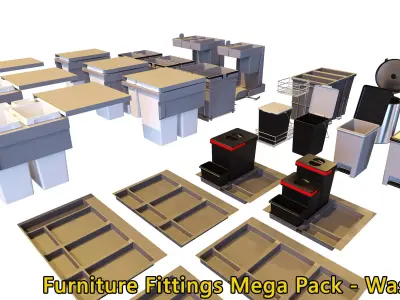 Furniture Fittings Mega Pack - Waste Bins 3D model
