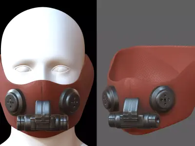 Gas mask helmet 3d model scifi Low-poly  Low-poly 3D model