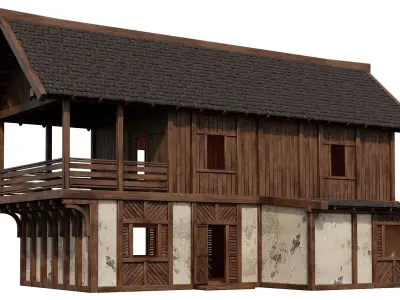 Old Medieval House Building 4K Textures GameReady 99 Low-poly 3D model