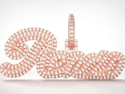 Model 725 Renzo Name Necklace Diamond Pendant 3D print model