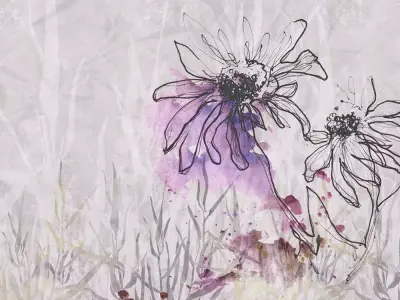 Ink Sketch Wildflowers Wallpaper Texture  Texture