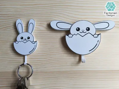 Bunny Key and towel hanger super cute - fun and practical Free 3D print model