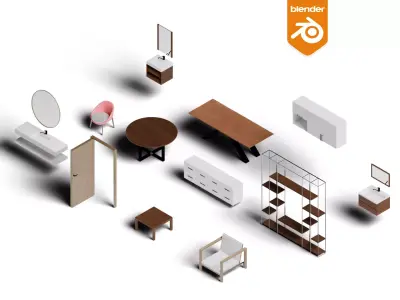 Low Poly Furniture Pack Free low-poly 3D model