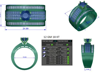 Women Ring  Render 3dm STL OBJ FBX Details 3D print model 362