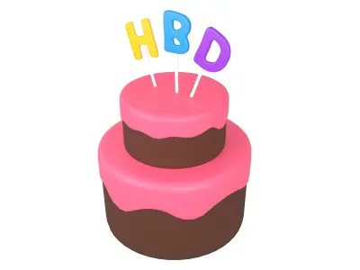 Birthday Cake v1 008 Low-poly 3D model