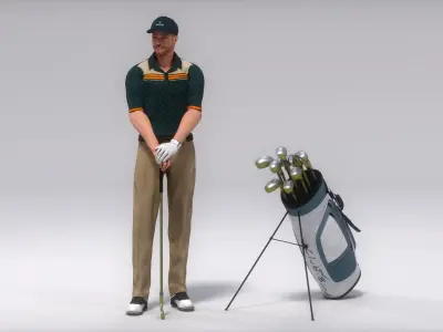  White Golf Player Animated HQ Standard License 