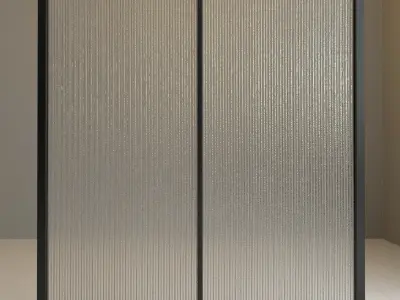 Glass partition door 62 Low-poly 3D model