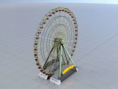 Ferris wheel version 1 with animation Low-poly 3D model