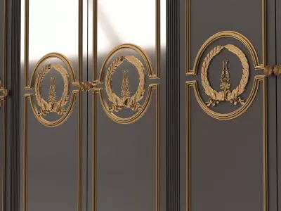 Classic Wardrobe Furniture 0402 Black Low-poly 3D model