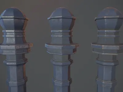 Barrier Bollard Pack 2 v5 Blue Three Texture Options Low-poly 3D model