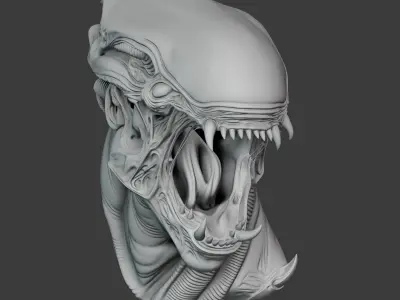 Alien Monster Head 3D print model