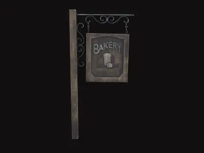 Medieval Sign Board Low-poly 3D model