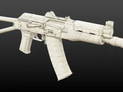 AKS-74U Submachine Gun Low-poly 3D model
