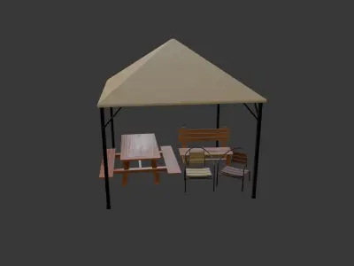 OUTDOOR FURNITURE PACK Low-poly 3D model