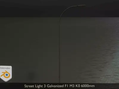 Street Light 3 Galvanized F1 M3 K0 6000mm Low-poly 3D model