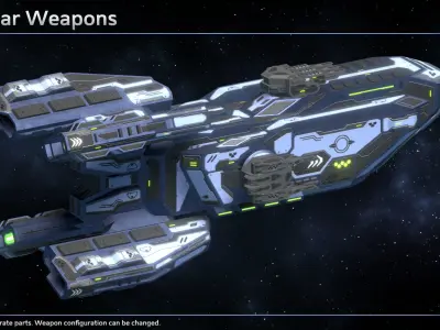 Spaceship Enkar Republic Destroyer Gangil Low-poly 3D model