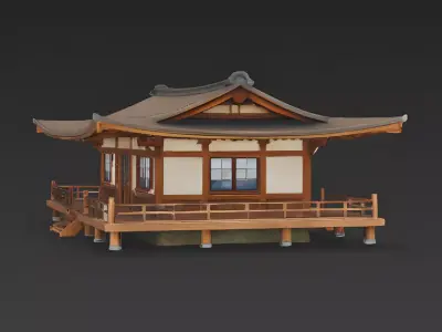 Traditional Asian Wooden House 3D Model Low-poly 3D model