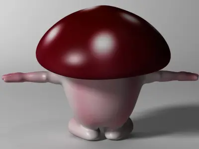 Cartoon Mushroom Character Rigged and Animated  Low-poly 3D model