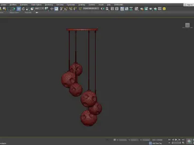 2 MIRA 6 Light Ceiling Cluster Pendant Low-poly 3D model