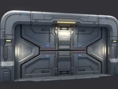 Sci-Fi Door Kit Vol 01-Type E-PBR Low-poly 3D model
