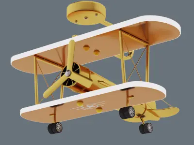 Gold painted chandelier airplane 3D model