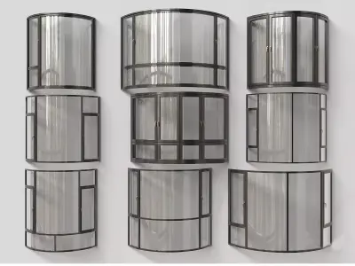 modern windows glass Sliding Architecture 3D model 17