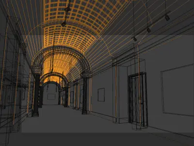 Art Gallery Interior 40 Painting Placeholders Modern Traditional 3D model