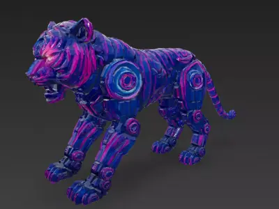 Cartoon Crystal Tiger PBR 3D Model 3D model