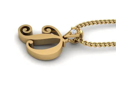 Alphabet V3 Light Gold  Font Pendant D 3D print model