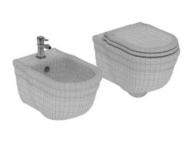 Hidra toilet and bidet hansgrohe fixture 3D model