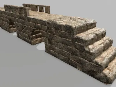 Stair Set stone arch with stairs Low-poly 3D model