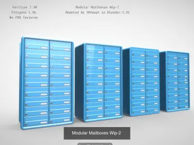 Apartment Block Mailbox 1  3D Model Pack
