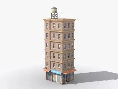 Apartment Building x29 Low-poly 3D model