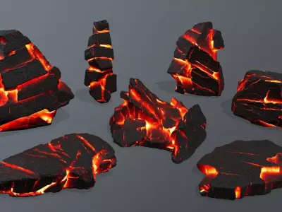 Lava Rock Set Low-poly 3D model