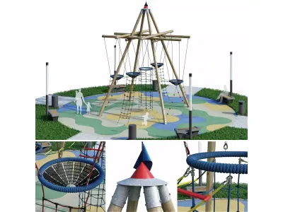 Children rope playground 3D model