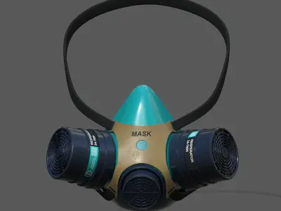 Gas mask helmet scifi futuristic respirator plastic  Low-poly 3D model