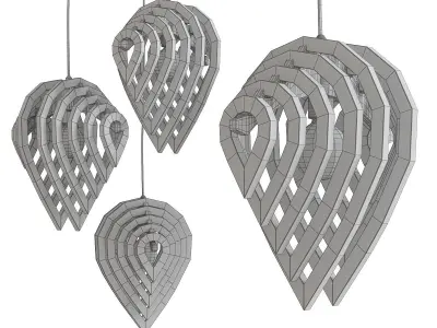 Modern Water Drop Wooden Chandelier 3d model Low-poly 3D model