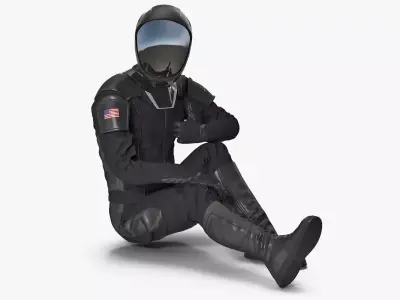 Sci-Fi Space Suit Black Rigged 3D model