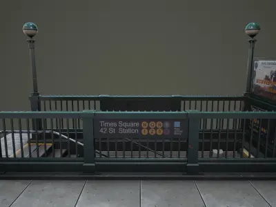 Subway Entrance PBR Low-poly 3D model Low-poly 3D model