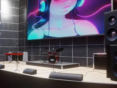 Concert stage Interior Exterior big hall Music Night Spirit 3D model