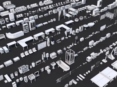  1000 Low Poly Interior Furniture Mega Pack Collection 