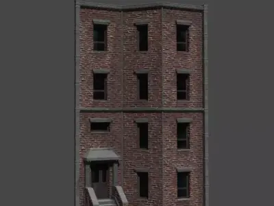 Facades of Old Apartaments Low-poly 3D model