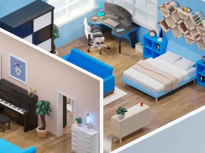 Room 27 Low-poly 3D model