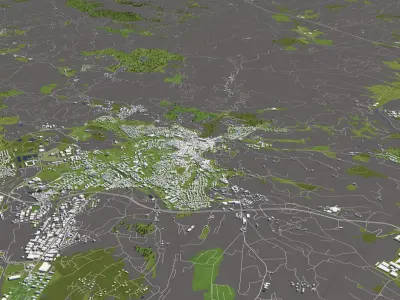 Perugia Italy 50x50km City Map 3D Model 3D model