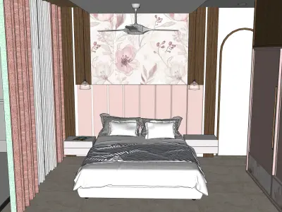 Pinterest Inspired Modern Bedroom Interior design Low-poly 3D model